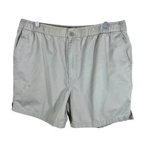 Vintage Izod PFX Men's Large Beach Flat Front  Cotton 7-Inch Shorts Beige Tan **